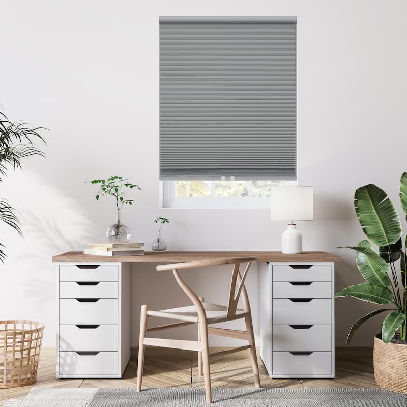 Grey/White 48-inch Long Cordless Blackout Cellular Shade