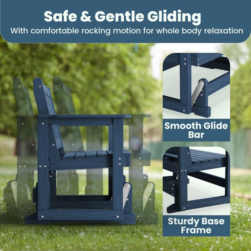 Outdoor Patio HDPE Glider Bench, Garden Rocking Bench