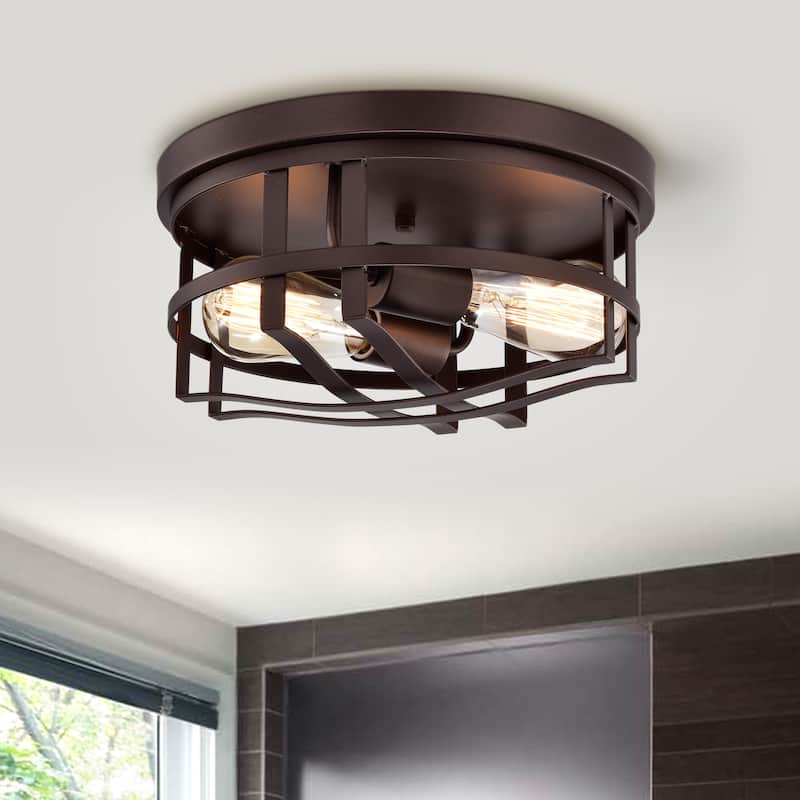 2-light Oil Rubbed Bronze Flush Mount