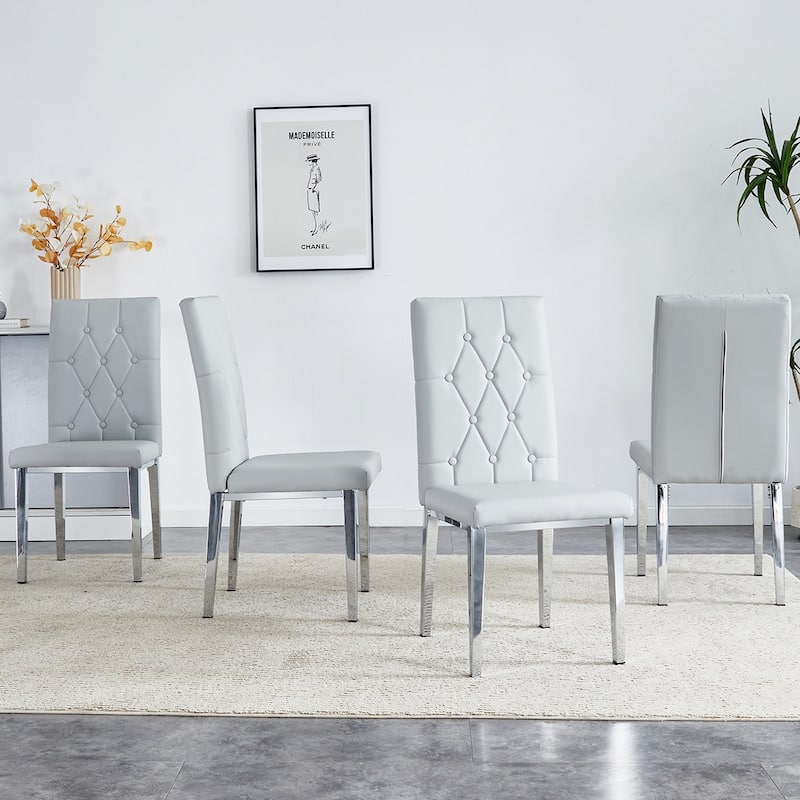 4PCS Silver Metal Dining Chairs