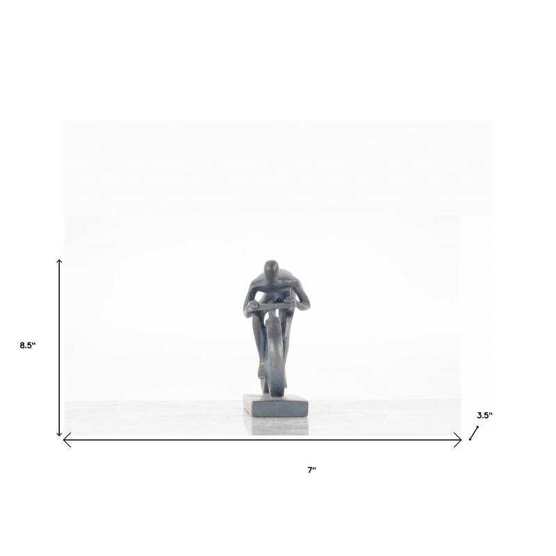 HomeRoots Minimalist Cyclist Cement Finish Statue - 3.5' X '7' X '8.5
