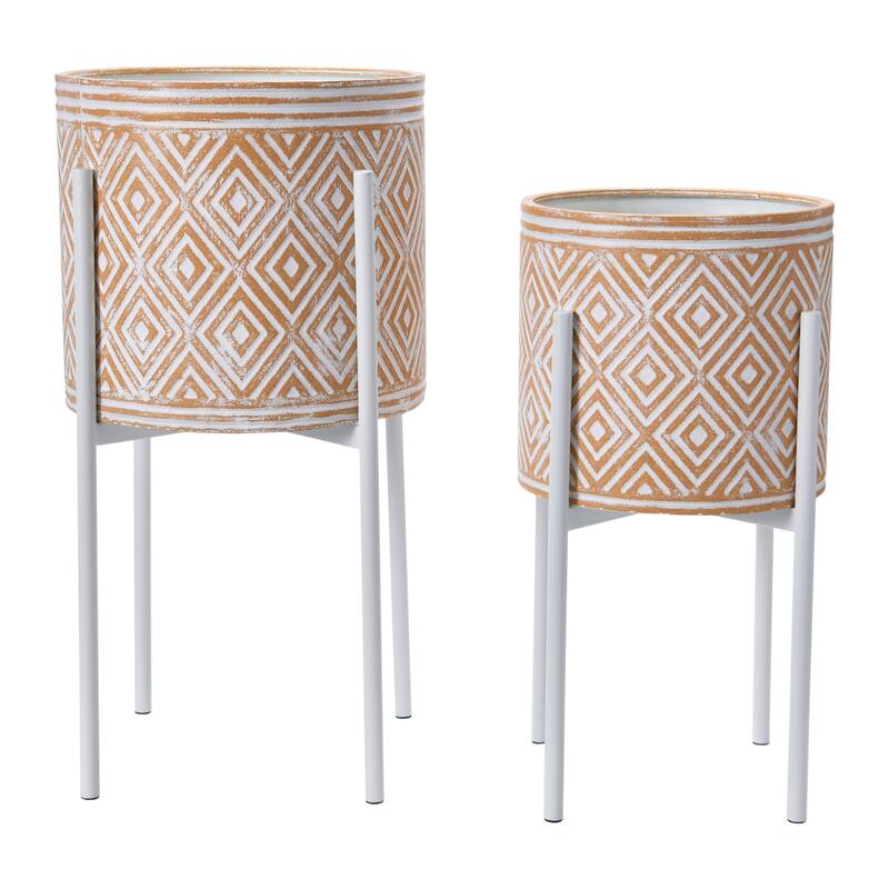 Embossed Metal Planters with Stand