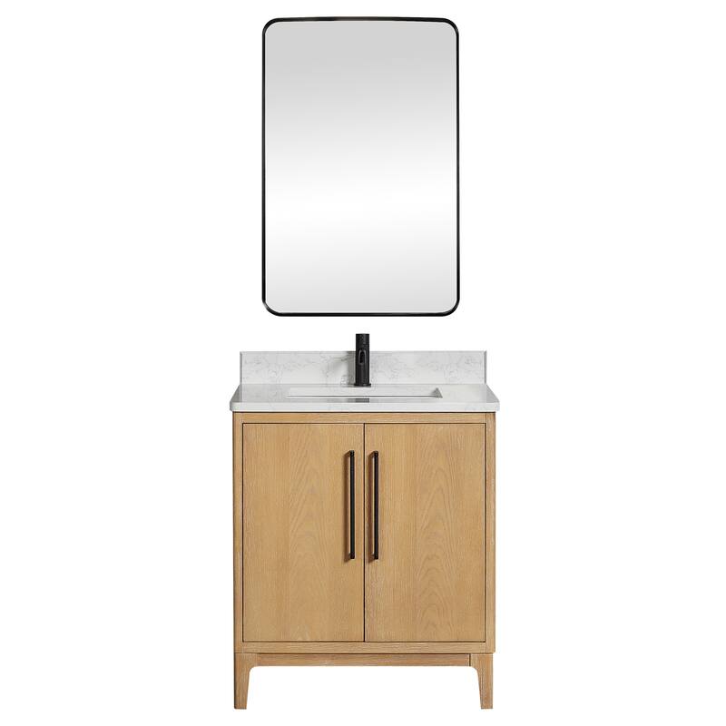 Gara Single Bath Vanity with Composite Stone Top and Mirror