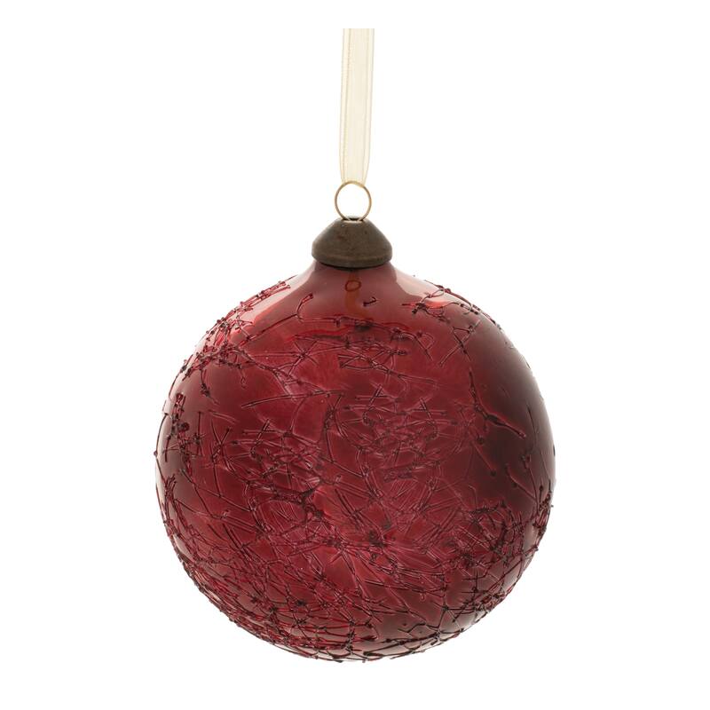 Crackled Glass Ball Ornament (Set of 4) - N/A