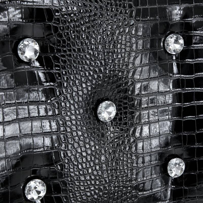 Set of 2 Retro Alligator Skin Upholstered Dining Chairs with Crystal Buckle Design & Faux Leather