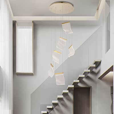 Rinkle LED Leaf Multi-Pendant Lamp Stairway Staircase Cascade Chandelier - N/A