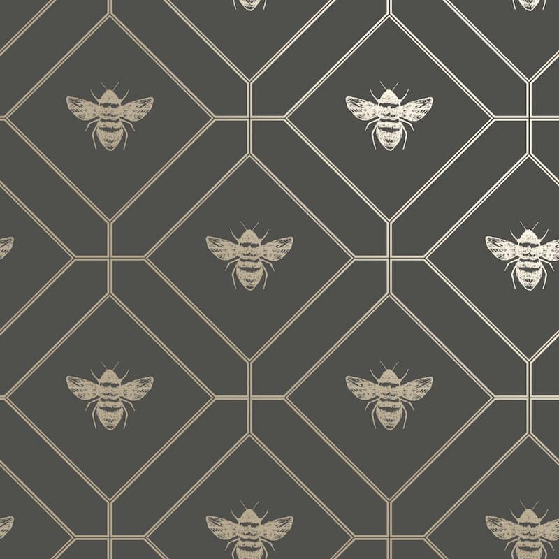 Honeycomb Bee Geometric Non-Pasted Wallpaper – 396in x 20.8in - Charcoal