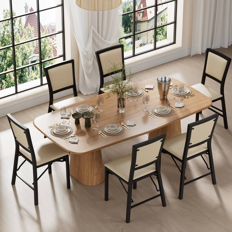 VECELO Folding Dining Chairs Set of 2/4/6 with Cushion Parson Classic Upholstered Folding Chairs Modern 33" Parson Chairs - Set of 6 - Beige