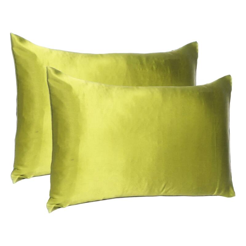 HomeRoots Lemongrass Dreamy Set Of 2 Silky Satin Standard Pillowcases