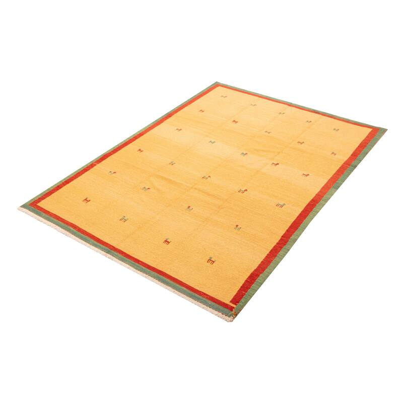 ECARPETGALLERY Flat-Weave Kashkuli Tan Wool Tapestry Kilim - 5'9 x 8'0