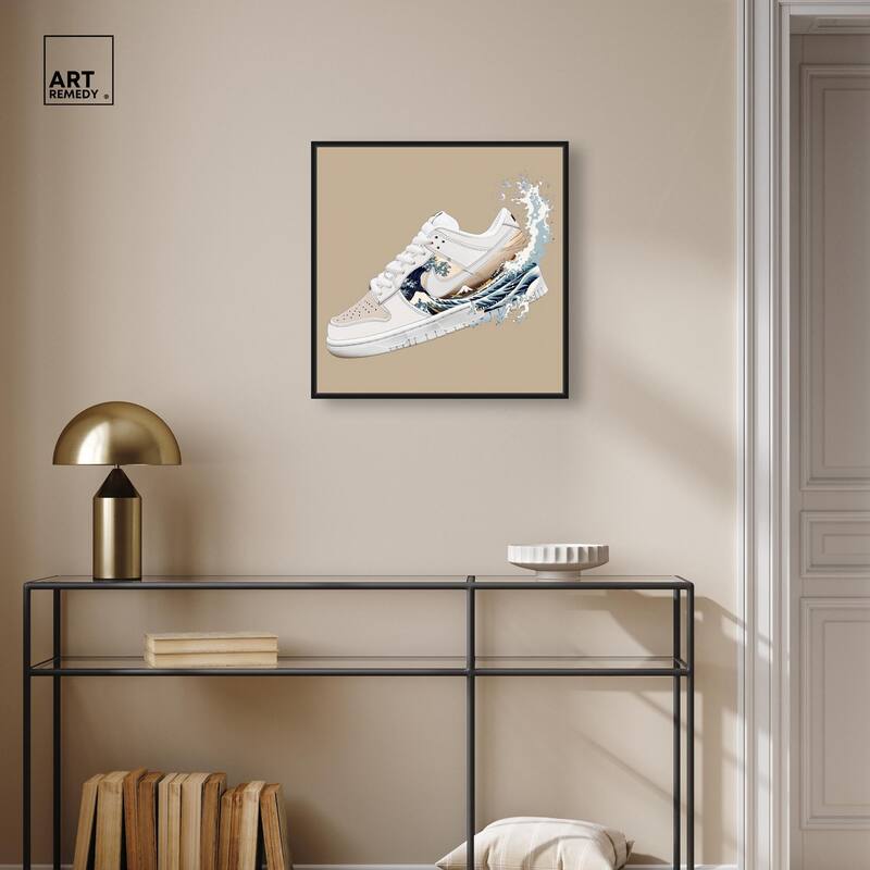 Great Wave Sneaker Splash Canvas by Art Remedy