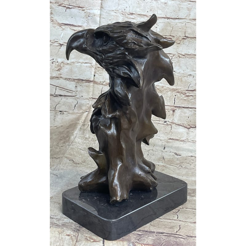 Signed Original Milo American Eagle On A Tree Branch Marble Bronze Sculpture Art