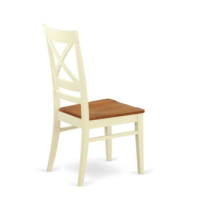 HomeStock 5-Piece Round Buttermilk and Cherry Finish Solid Wood Top Dining table with 4 Chairs with Lattice Back
