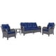 preview thumbnail 43 of 50, 4 Piece Outdoor High Back Wicker Patio Conversation Furniture Sets