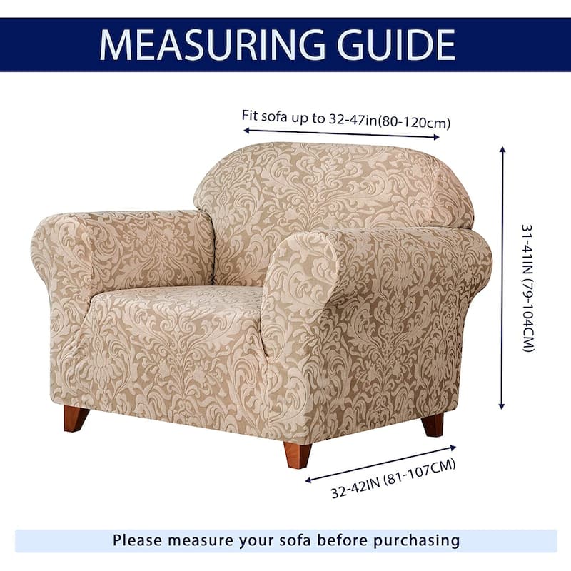 Subrtex 1 Piece Armchair Slipcover Jacquard Damask Spandex Furniture Protector