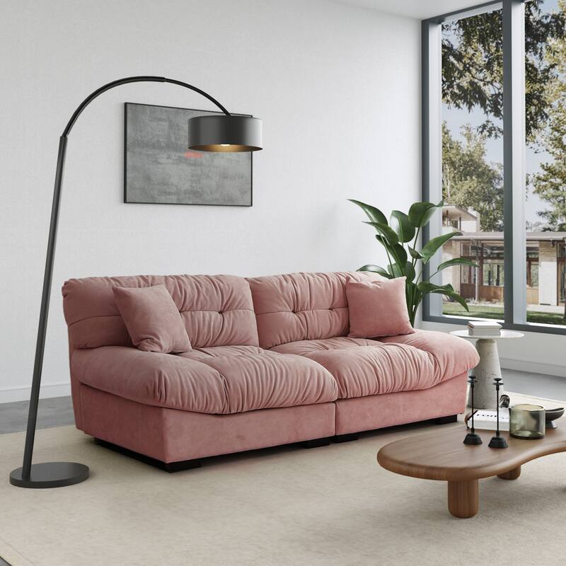 105'' Modern Section Sofa with Arms Velvet Fabric Sofa For Living Room