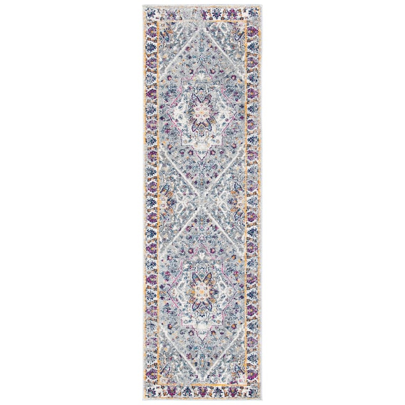 SAFAVIEH Evoke Slavenka Vintage Boho Medallion Rug - 2'2" x 7' Runner - Grey/Grey