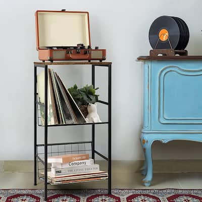 Vinyl Record Player Stand with Storage