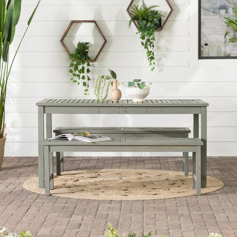 Walker Edison Elephant Point 3-Piece Acacia Outdoor Dining Set