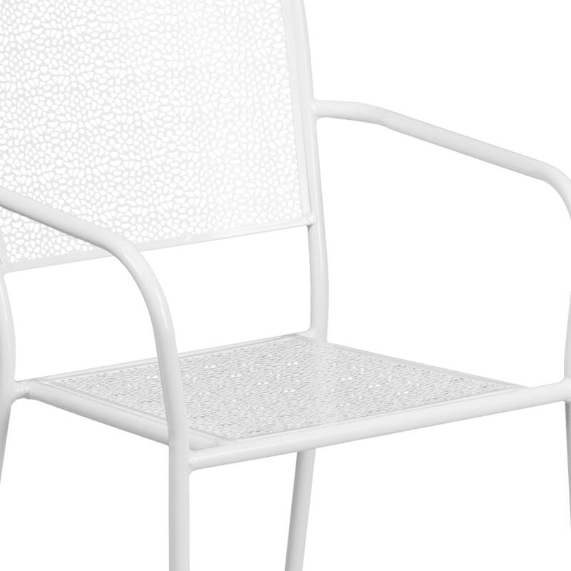 Indoor-Outdoor Steel Patio Arm Chair with Square Back