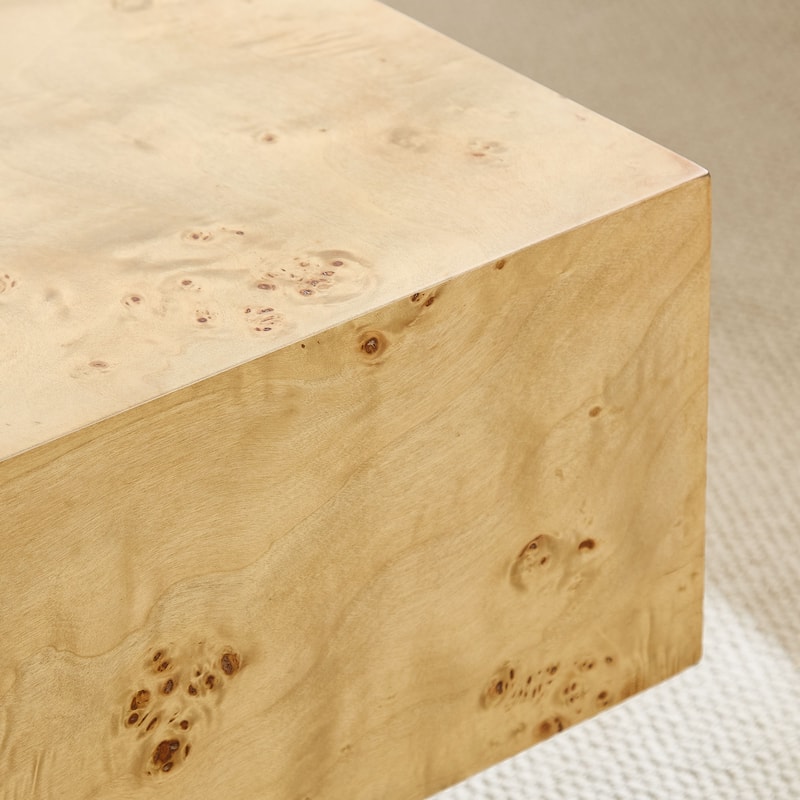 43.31" Mid-Century Modern Rectangle Burl Wood Veneer Coffee Table