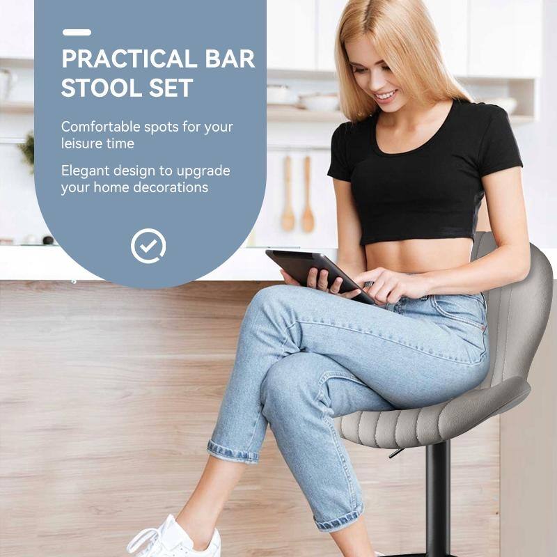 Bar Stools Set of 2 Modern Swivel Bar Chairs, Barstools Counter Height with High Backrest, Easy 3-5 Minute Assembly