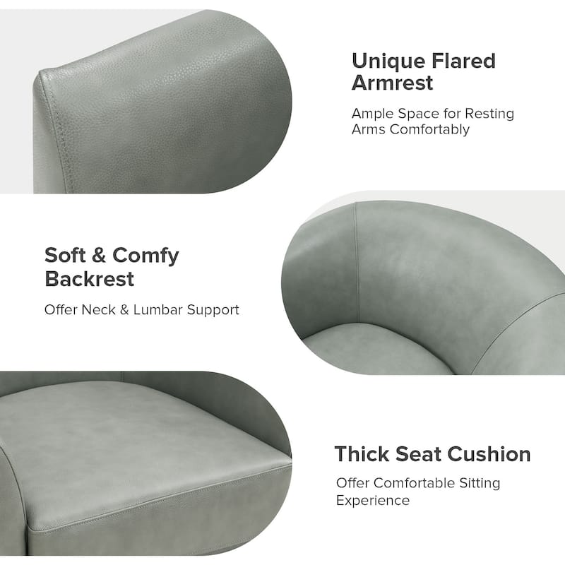 Althea Modern Genuine Leather Swivel Barrel Chair with Solid Wood Base Set of 2 By HULALA HOME