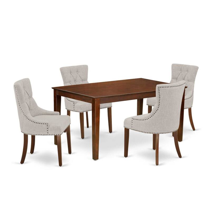 HomeStock 5-Pc Mahogany Finish Solid Wood Top - Rectangular Dining Room Set - Seats 4