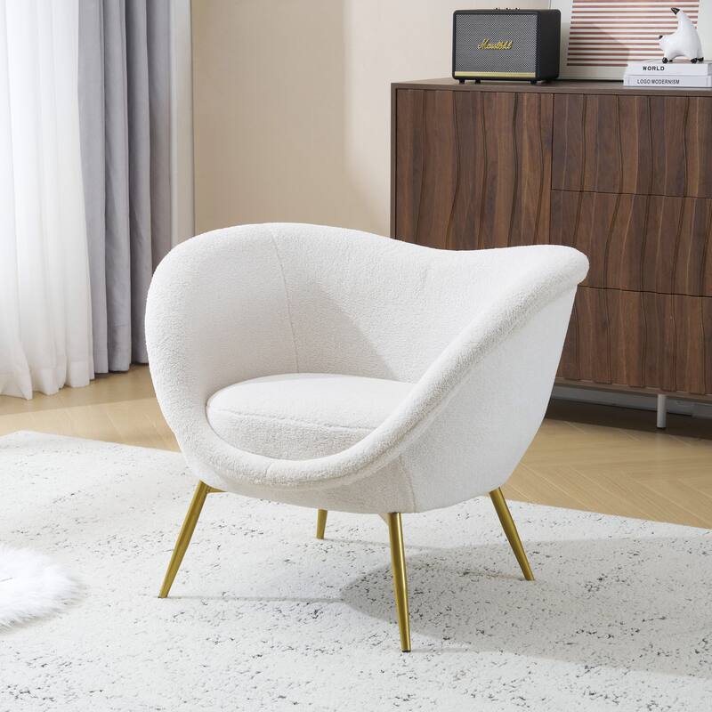 Christopher Knight Home - Eliana Modern Teddy Fabric Accent Chair with Curved Backrest and Gold Legs