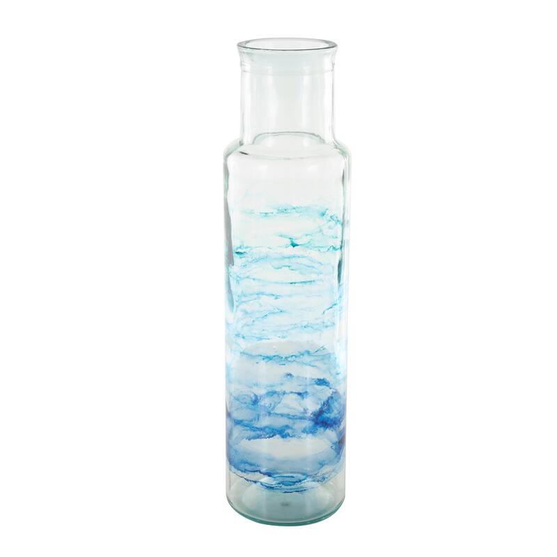 Blue Recycled Glass Ombre Abstract Vase