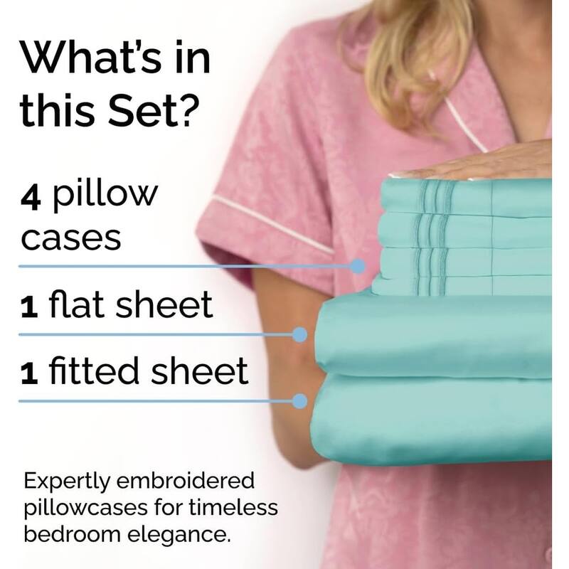 CGK Linens 6 Piece Solid Deep Pockets Microfiber, Easy-Fit Bed Sheet Set