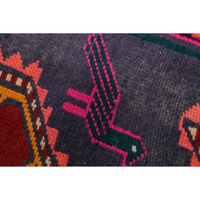 Hand Knotted Oriental 100% Wool Carpet Traditional Tribal Navy Blue & Blues Meshkin Area Rug - 10' 1'' X 4' 7''