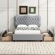 preview thumbnail 2 of 14, Full Size PU Leather Upholstered Platform Bed with 4 Drawers
