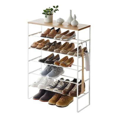 Yamazaki Home Six-Tier Shoe Rack, Steel, Holds 18 to 21 shoes, Holds 39.6 lbs - L 9.84 x W 25.98 x H 34.25 inches