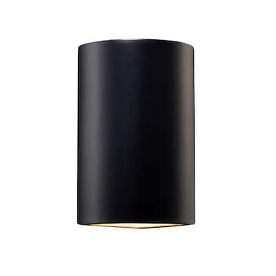 Justice Design Group Ambiance Carbon Matte Black Cylinder Corner Sconce Wall Sconce
