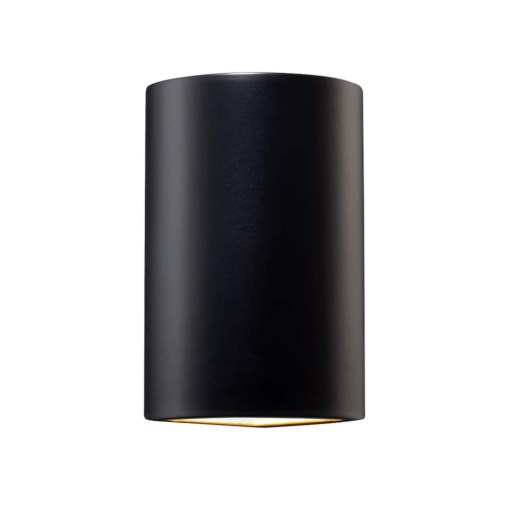Justice Design Group Ambiance Carbon Matte Black Cylinder Corner Sconce Wall Sconce