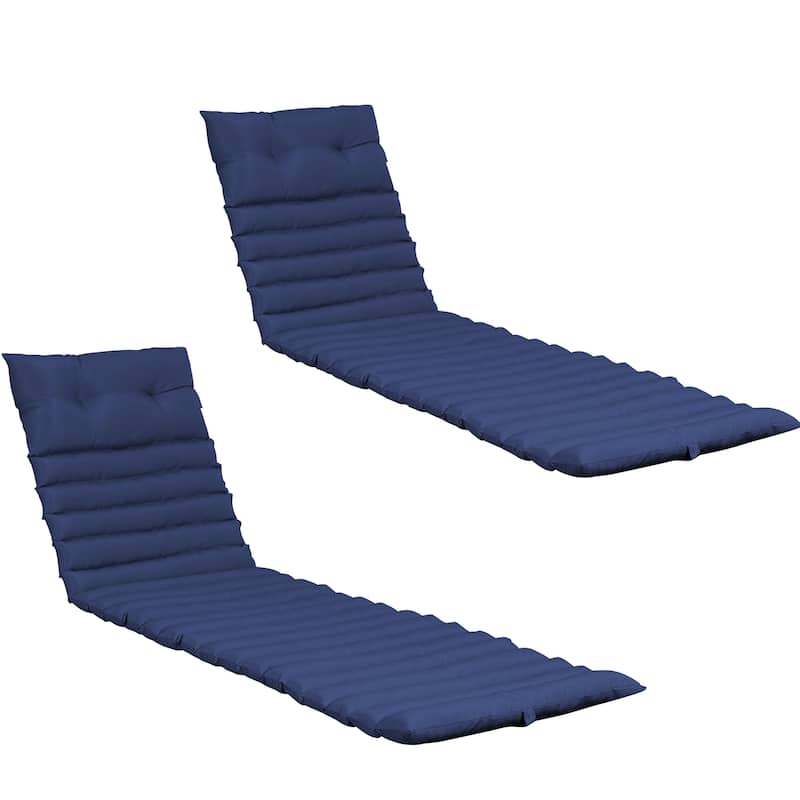 GDFStudio Arth Outdoor Chaise Lounge Cushion (Set of 2),ONLY CUSHIONS - Blue Solid
