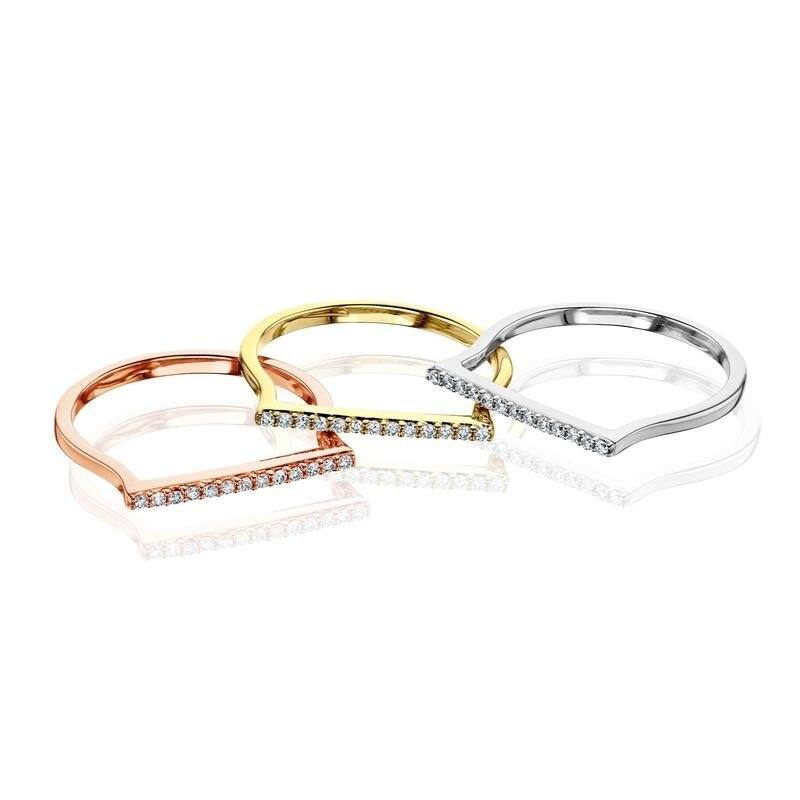 Kobelli Lab Grown Diamond 14k Solid Gold Line Rings (Set of 3)
