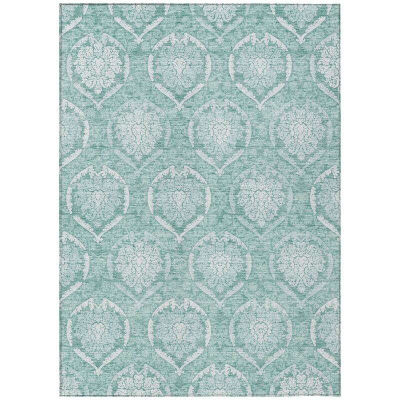 Machine Washable Indoor/ Outdoor Chantille Traditional Damask Rug