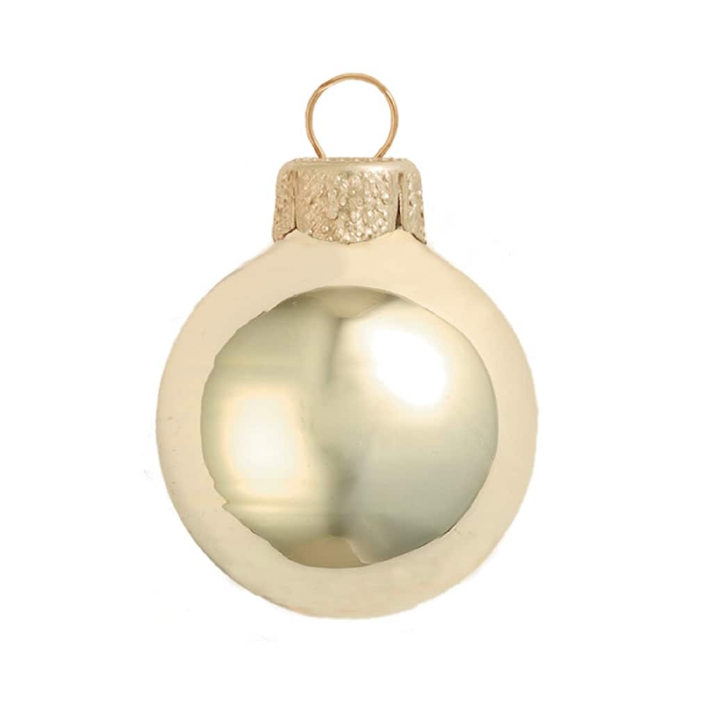 Shiny Finish Glass Christmas Ball Ornaments - 4.75" (120mm) - Champagne Gold - 4ct