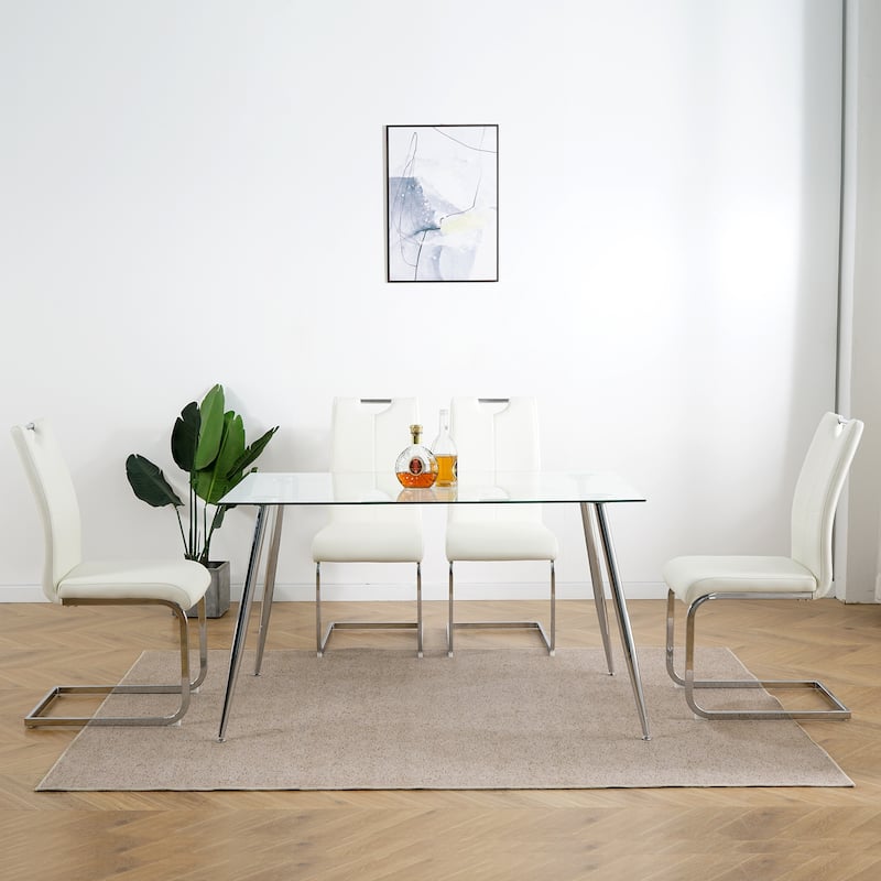 Modern Dining Chairs with Faux Leather Padded Seat