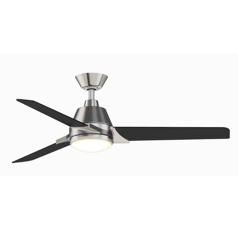 Fanimation Studio Collection Pyramid 52 inch Brushed Nickel with Black Blades Ceiling Fan with LED Light and Remote - Remote