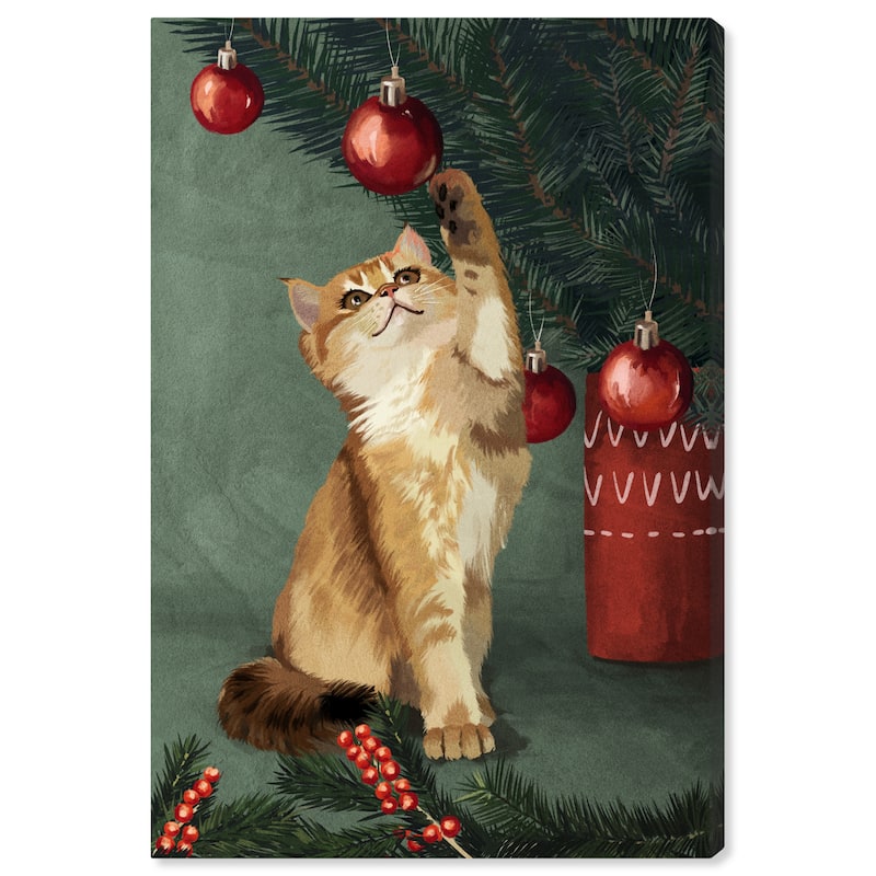 Wynwood Studio Prints Holiday and Seasonal Decorative Play Tree Green and Dark Green Traditional Wall Art Canvas Print