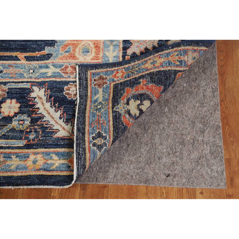 Hand Knotted Oriental 100% Wool Carpet Transitional All-Over Navy Blue & Blues Oushak Area Rug - 9' 9'' X 8' 2''