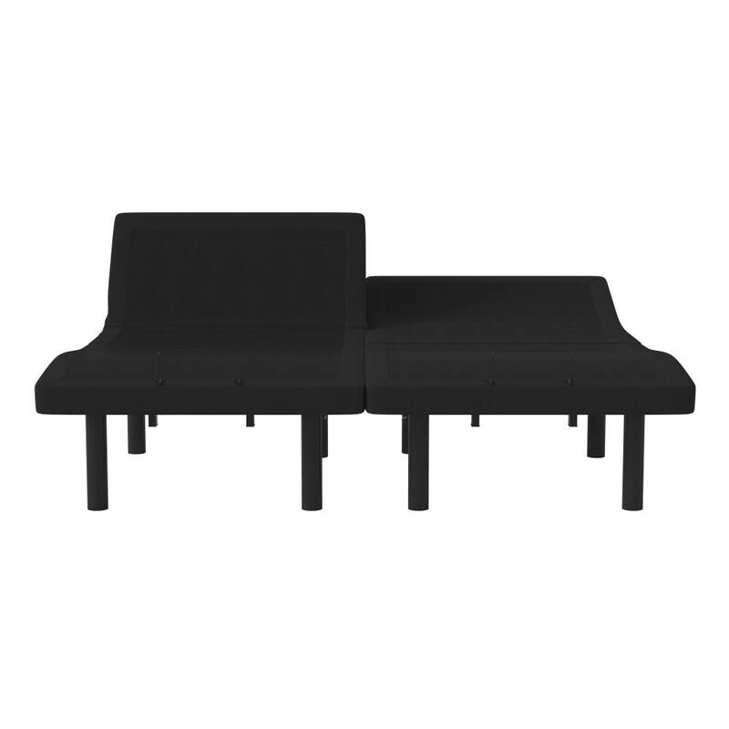 Upholstered Adjustable Bed Base with Wireless Remote in Black
