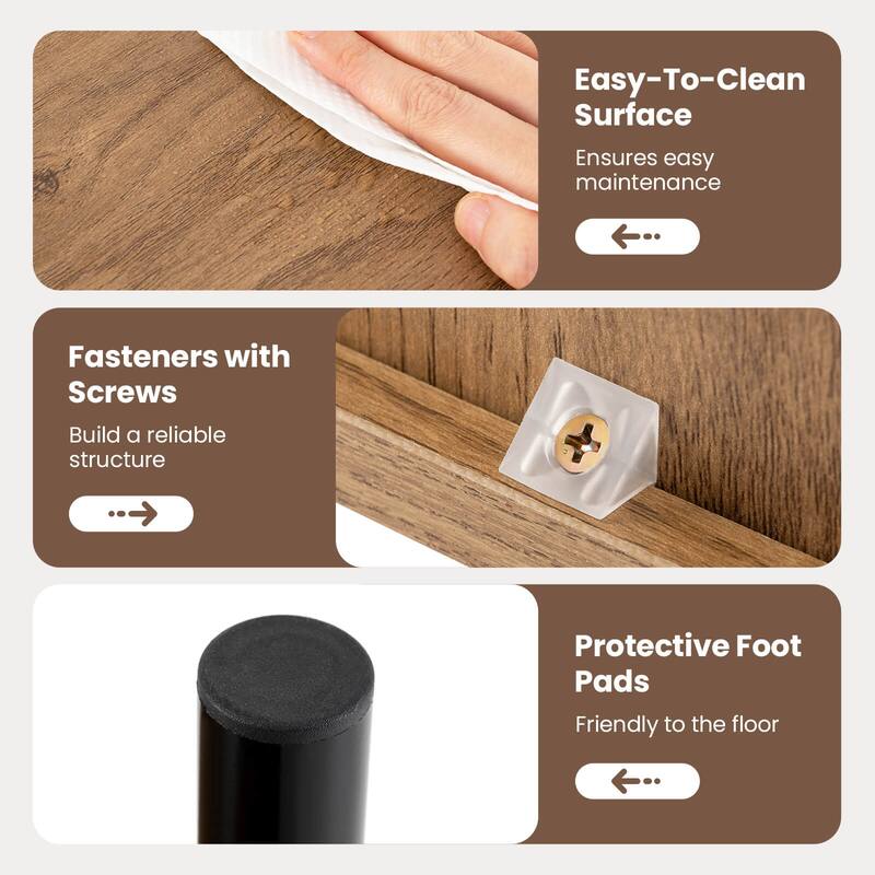 Costway Boho Rattan Nightstand Wooden End Table with Storage Shelf