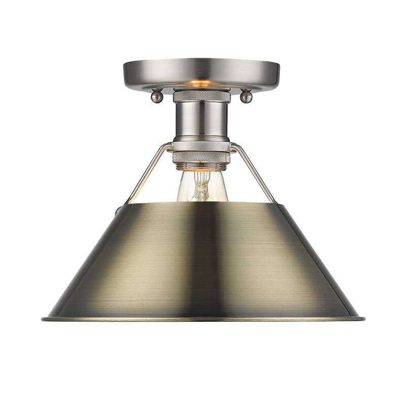 Orwell 1-Light Flush Mount in Pewter with Aged Brass - Silver