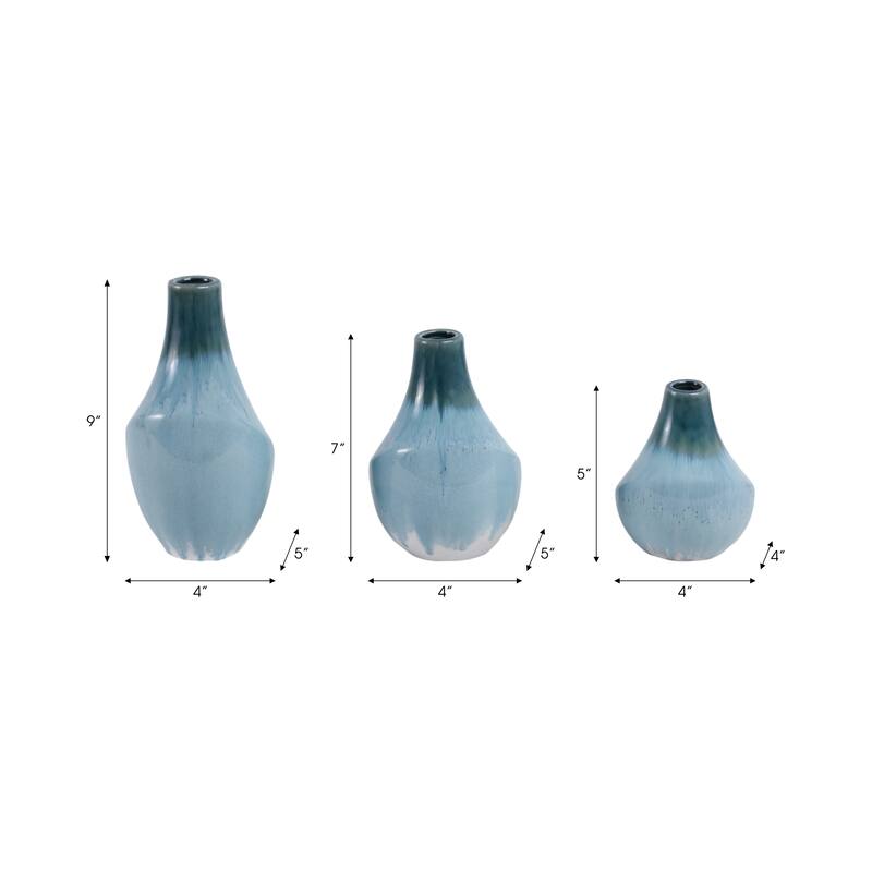 Stoneware Decorative Vases Sleek Silhouettes Modern Glam (Set of 3)