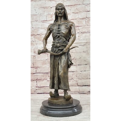 Signed Goudray Lemir Nomadic Arab Middle Eastern Chief Sword Bronze Statue Gift