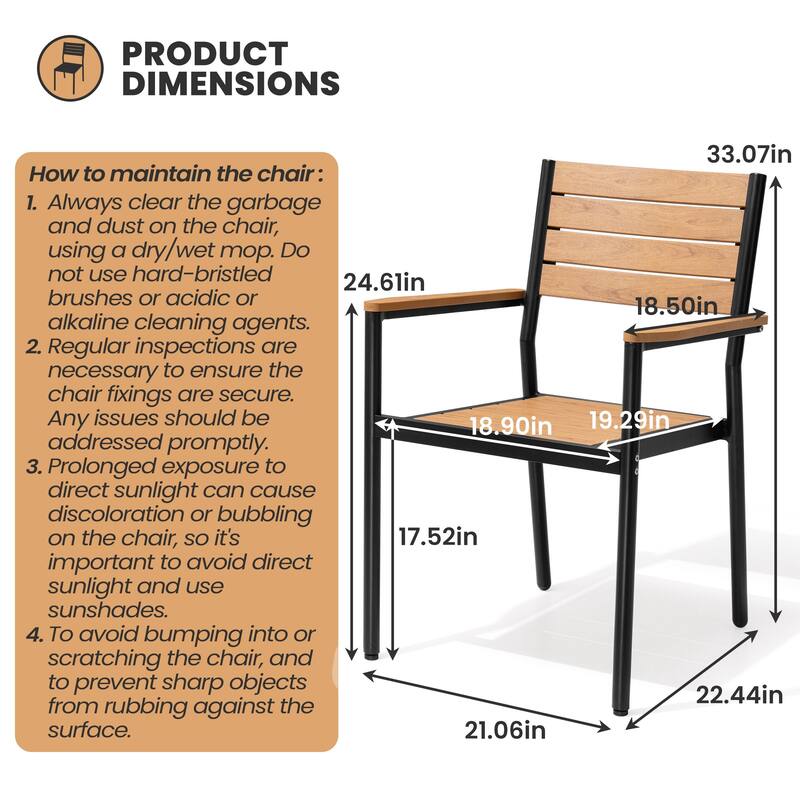 7-Piece Outdoor Patio Dining Set Aluminum Rectangle Table with Stackable Chairs